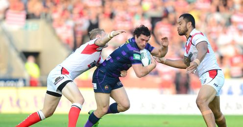 RUGBY LEAGUE SUPER LEAGUE LANGTREE PARK St Helens Matty Smith Wigan Warriors Stuart Howarth Tony Puletua RUGBY LEAGUE SUPER LEAGUE LANGTREE PARK St Helens Matty Smith Wigan Warriors Stuart Howarth Tony Puletua