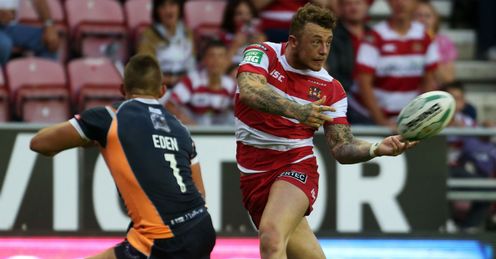 Wigan Warrior s Josh Charnley and Hull KR s Greg Eden Wigan Warrior s Josh Charnley and Hull KR s Greg Eden