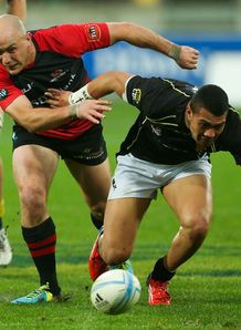 Willi Heinz of Canterbury and Ardie Savea of Wellington compete Willi Heinz of Canterbury and Ardie Savea of Wellington compete