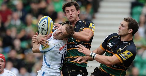 Northampton Saints v Exeter Chiefs Gareth Steenson is challenged by Tom Wood Aviva Premiership Northampton Saints v Exeter Chiefs Gareth Steenson is challenged by Tom Wood Aviva Premiership