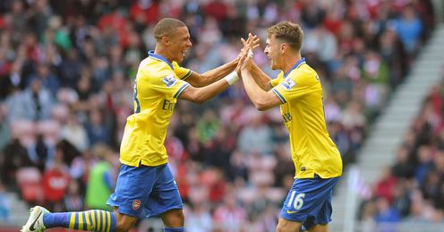 Kieran Gibbs (left) a rising star in the Arsenal defence