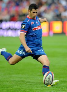 Grenoble s French fly half Valentin Courrent hits a penalty Grenoble s French fly half Valentin Courrent hits a penalty