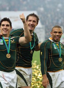 South Africa s LtoR centre Jaque Fourie lock Bakkies Botha and winger Bryan Habana South Africa s LtoR centre Jaque Fourie lock Bakkies Botha and winger Bryan Habana