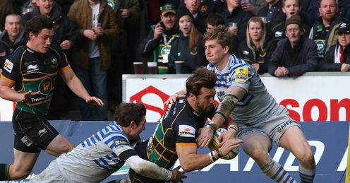 Ben Foden scoring for Northampton Saints Ben Foden scoring for Northampton Saints