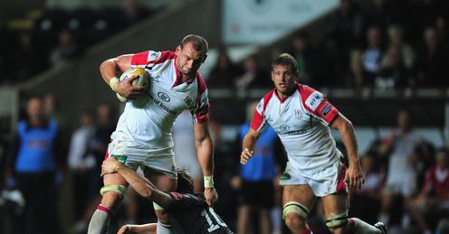 Ulster player Dan Tuohy runs through the tackle of Dan Biggar Ulster player Dan Tuohy runs through the tackle of Dan Biggar