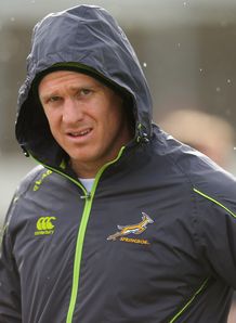 Jean de Villiers of South Africa warms up rain Jean de Villiers of South Africa warms up rain