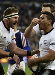 New Zealand Charles Piutau R celebrates with Kieran Read after scoring v France New Zealand Charles Piutau R celebrates with Kieran Read after scoring v France