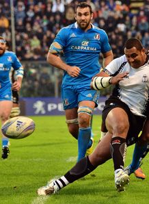 Sisa Koyamaibole shoulder charge Fiji v Italy Sisa Koyamaibole shoulder charge Fiji v Italy