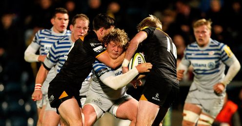 Jared Saunders of Saracens is tackled v Wasps during LV Cup match Jared Saunders of Saracens is tackled v Wasps during LV Cup match