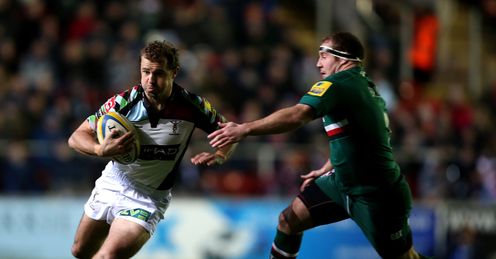 Nick Evans Neil Briggs Aviva Premiership Welford Road Leicester Tigers Harlequins Nick Evans Neil Briggs Aviva Premiership Welford Road Leicester Tigers Harlequins