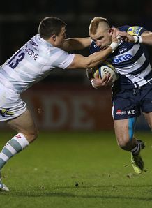 Mark Jennings of Sale Sharks tackled Mark Jennings of Sale Sharks tackled