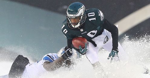 Snow joke: Philadelphia and Detriot do battle in the adverse weather conditions
