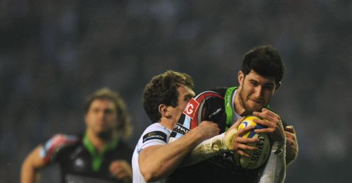 Tom Casson of Harlequins is tackled by Ian Whitten of Exeter Chiefs Tom Casson of Harlequins is tackled by Ian Whitten of Exeter Chiefs