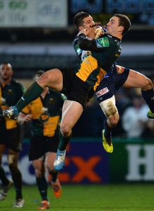 George North of Northampton Saints and Brice Dulin of Castres Olympique George North of Northampton Saints and Brice Dulin of Castres Olympique