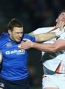 Jimmy Gopperth L of Leinster is held up v Ospreys Jimmy Gopperth L of Leinster is held up v Ospreys