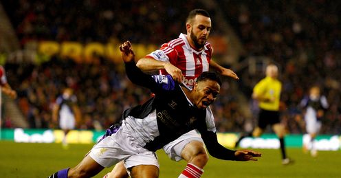 Sterling: went down under Marc Wilson's challenge with score at 2-2