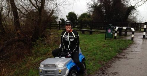 Charlie takes a breather after a gruelling start in the rain and mud of Derbyshire