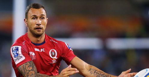 Reds fly half Quade Cooper no look pass Reds fly half Quade Cooper no look pass