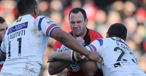 Salford v Wakefield Adrian Morley tackled 2014 Salford v Wakefield Adrian Morley tackled 2014