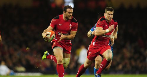 Wales player Jamie Roberts l makes a break before setting up Scott Williams r for the second Wales try Wales player Jamie Roberts l makes a break before setting up Scott Williams r for the second Wales try