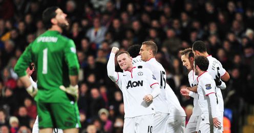Rooney: celebrates scoring United's second