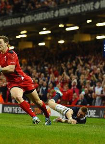 Wales wing George North scoring a try in the Six Nations Wales wing George North scoring a try in the Six Nations