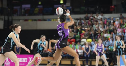 Layla Guscoth (seen here at at Netball London Live) shone in Mavericks win over Celtic Dragons.