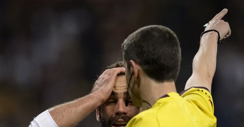 Real defender Dani Carvajal despairs at a refereeing decision