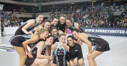 Storm Selfie: Tamsin Greenway (centre) celebrates winning at the Copper Box - photo by Gary Baker.