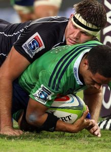 Sharks lock Stephan Lewies on top of Highlanders scrum half Aaron Smith Sharks lock Stephan Lewies on top of Highlanders scrum half Aaron Smith