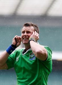 nigel owens strains to hear TMO saracens v clermont nigel owens strains to hear TMO saracens v clermont