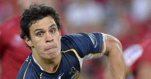 Brumbies fly half Matt Toomua sending out a pass Brumbies fly half Matt Toomua sending out a pass