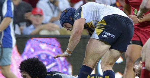 Brumbies wing Joe Tomane crossing for a try Brumbies wing Joe Tomane crossing for a try