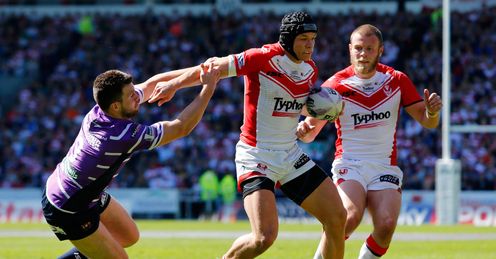 Jonny Lomax St Helens Wigan Langtree Park Jonny Lomax St Helens Wigan Langtree Park