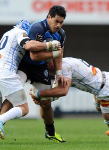 Montpellier s Alex Tulou C is tackled by Castres Montpellier s Alex Tulou C is tackled by Castres