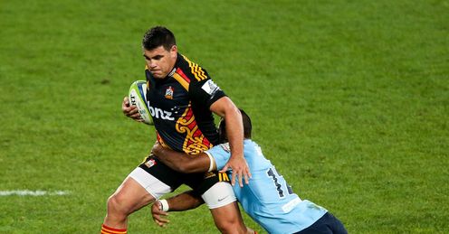 Chiefs wing Dwayne Sweeney being brought down against Waratahs Chiefs wing Dwayne Sweeney being brought down against Waratahs