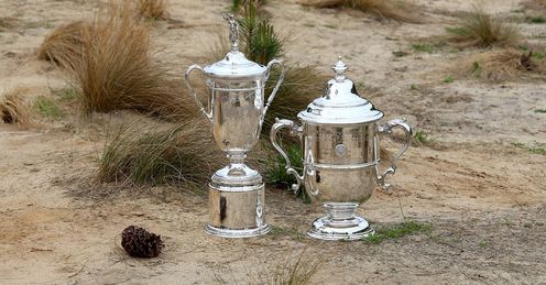 The US Open trophies settling in at Pinehurst...