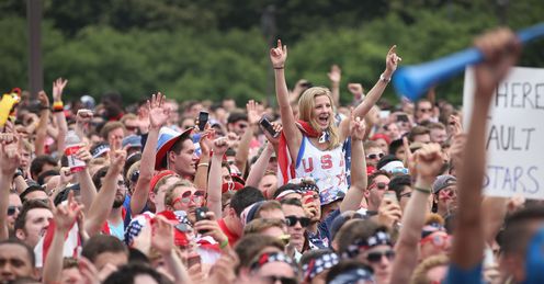 Around 20,000 USA fans were watching their nation's World Cup adventure in Grant Park, Chicago.