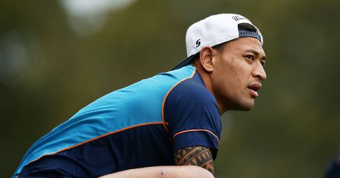 Waratahs full back Israel Folau crouched Waratahs full back Israel Folau crouched