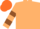 BEIGE, BROWN hooped sleeves, ORANGE cap