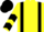 Yellow, black braces, chevrons on sleeves and striped  cap