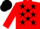 RED, black stars, red sleeves, black cap