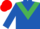 ROYAL BLUE, emerald green chevron, red cap