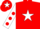 RED, white star, white sleeves, red spots, red cap, white star
