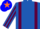 ROYAL BLUE, maroon braces, striped slvs, blue cap with orange star