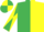 EMERALD GREEN and YELLOW (halved), diabolo on sleeves, quartered cap