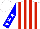 White, red stripes, white stars on blue sleeves