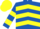 Royal Blue, Yellow chevrons, hooped sleeves, Yellow cap