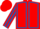 Red, Royal Blue seams, striped sleeves, Red cap