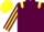 Maroon, yellow epaulets, striped sleeves, yellow cap
